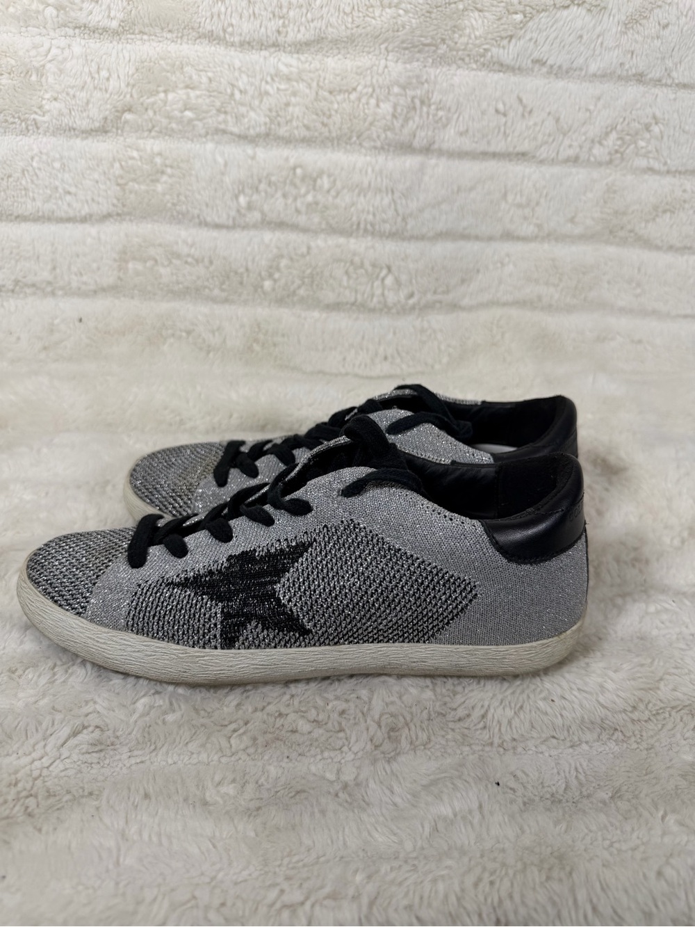 Golden Goose Superstar Lurex Knitted Sneakers Silver Size 37 US 7